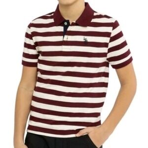 U.S. Polo Assn. Size XL (14-16) Boys‎ Short Sleeve Red/Ivory Stripe Polo Shirt